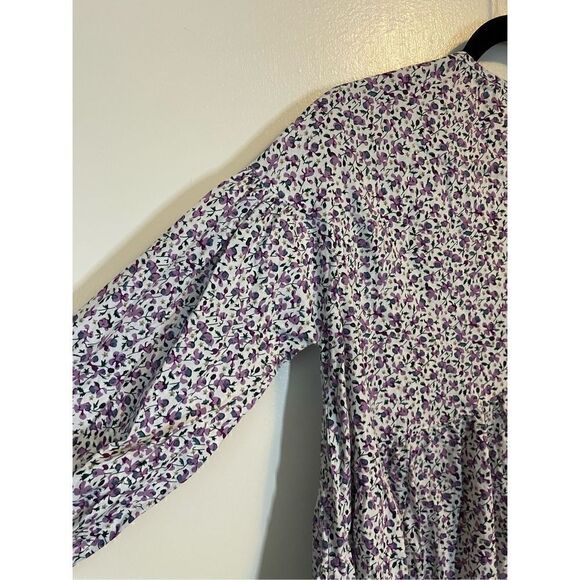 🔴 Q2 cottage core purple floral babydoll dress size s - Picture 8 of 13